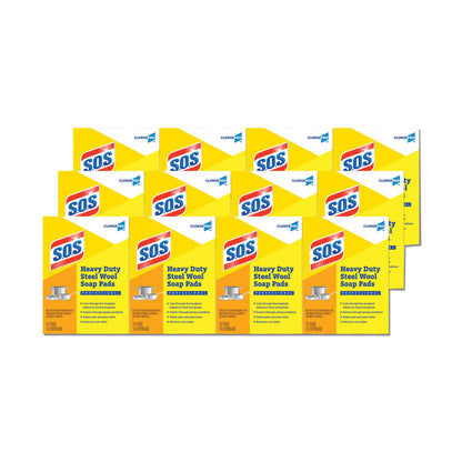 S.O.S. Steel Wool Soap Pads, 2.5 x 2.5, Steel, 15 Pads/Box, 12 Boxes/Carton