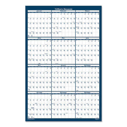 House of Doolittle Recycled Yearly Reversible Wall Calendar Non-Laminated, 24 x 37, White/Blue Sheets, 12-Month (Jan to Dec): 2023