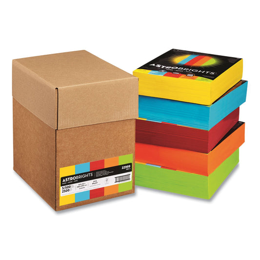 Astrobrights Color Paper - Five-Color Mixed Carton, 24 lb Bond Weight, 8.5 x 11, Assorted, 500 Sheets/Ream, 5 Reams/Carton
