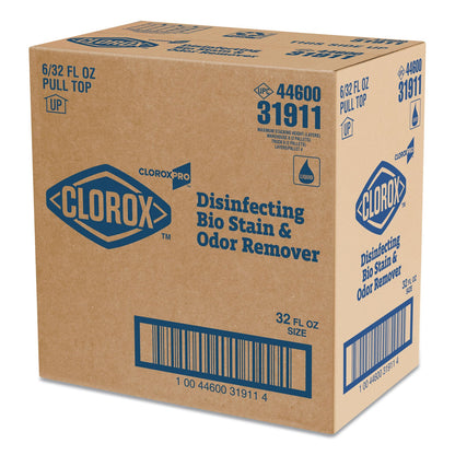Clorox Disinfecting Bio Stain and Odor Remover, Fragranced, 32 oz Pull-Top Bottle, 6/CT