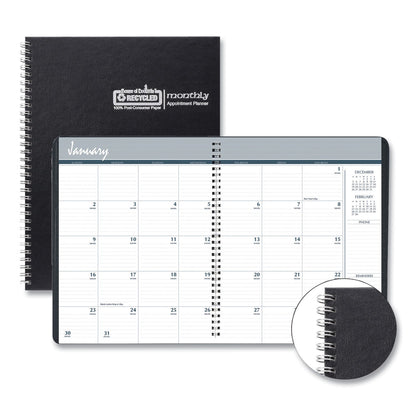 House of Doolittle Monthly Hard Cover Planner, 11 x 8.5, Black Cover, 14-Month (Dec to Jan): 2022 to 2024
