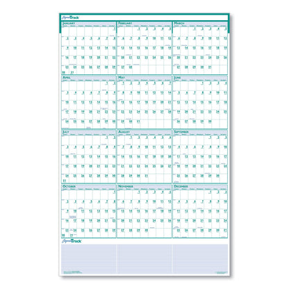 House of Doolittle Express Track Recycled Reversible/Erasable Yearly Wall Calendar, 24 x 37, White/Teal Sheets, 12-Month (Jan to Dec): 2023
