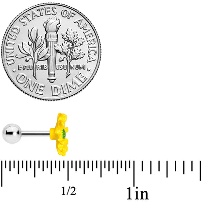 16G 1/4 Yellow Daisy Flower Cartilage Tragus Earring