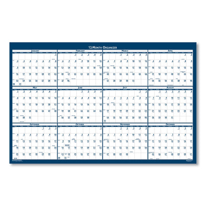 House of Doolittle Recycled Poster Style Reversible/Erasable Yearly Wall Calendar, 24 x 37, White/Blue/Gray Sheets, 12-Month (Jan to Dec): 2023