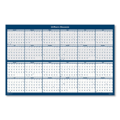 House of Doolittle Reversible/Erasable 2 Year Wall Calendar, 24 x 37, Light Blue/Blue/White Sheets, 24-Month (Jan to Dec): 2023 to 2024