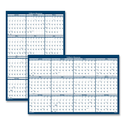 House of Doolittle Recycled Poster Style Reversible/Erasable Yearly Wall Calendar, 24 x 37, White/Blue/Gray Sheets, 12-Month (Jan to Dec): 2023