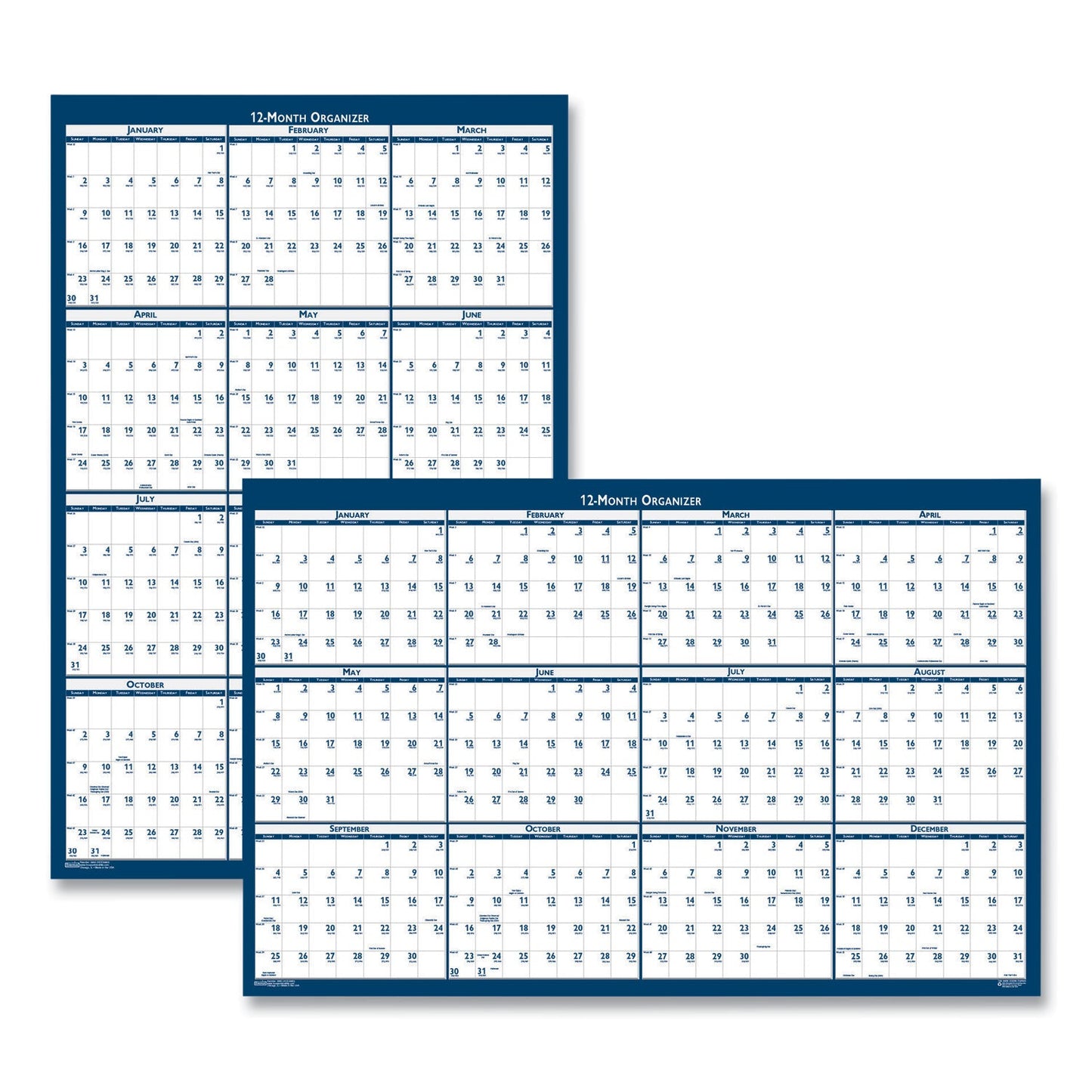 House of Doolittle Recycled Yearly Reversible Wall Calendar Non-Laminated, 24 x 37, White/Blue Sheets, 12-Month (Jan to Dec): 2023