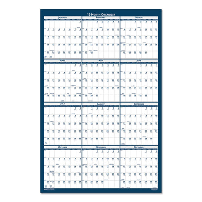 House of Doolittle Recycled Poster Style Reversible/Erasable Yearly Wall Calendar, 24 x 37, White/Blue/Gray Sheets, 12-Month (Jan to Dec): 2023