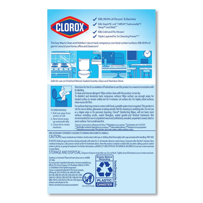 Clorox Disinfecting Wipes, 7 x 8, Fresh Scent/Citrus Blend, 35/Canister, 3/Pack