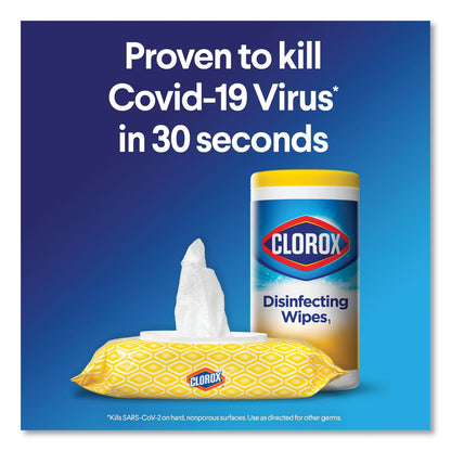 Clorox Disinfecting Wipes, 7 x 8, Fresh Scent/Citrus Blend, 35/Canister, 3/Pack