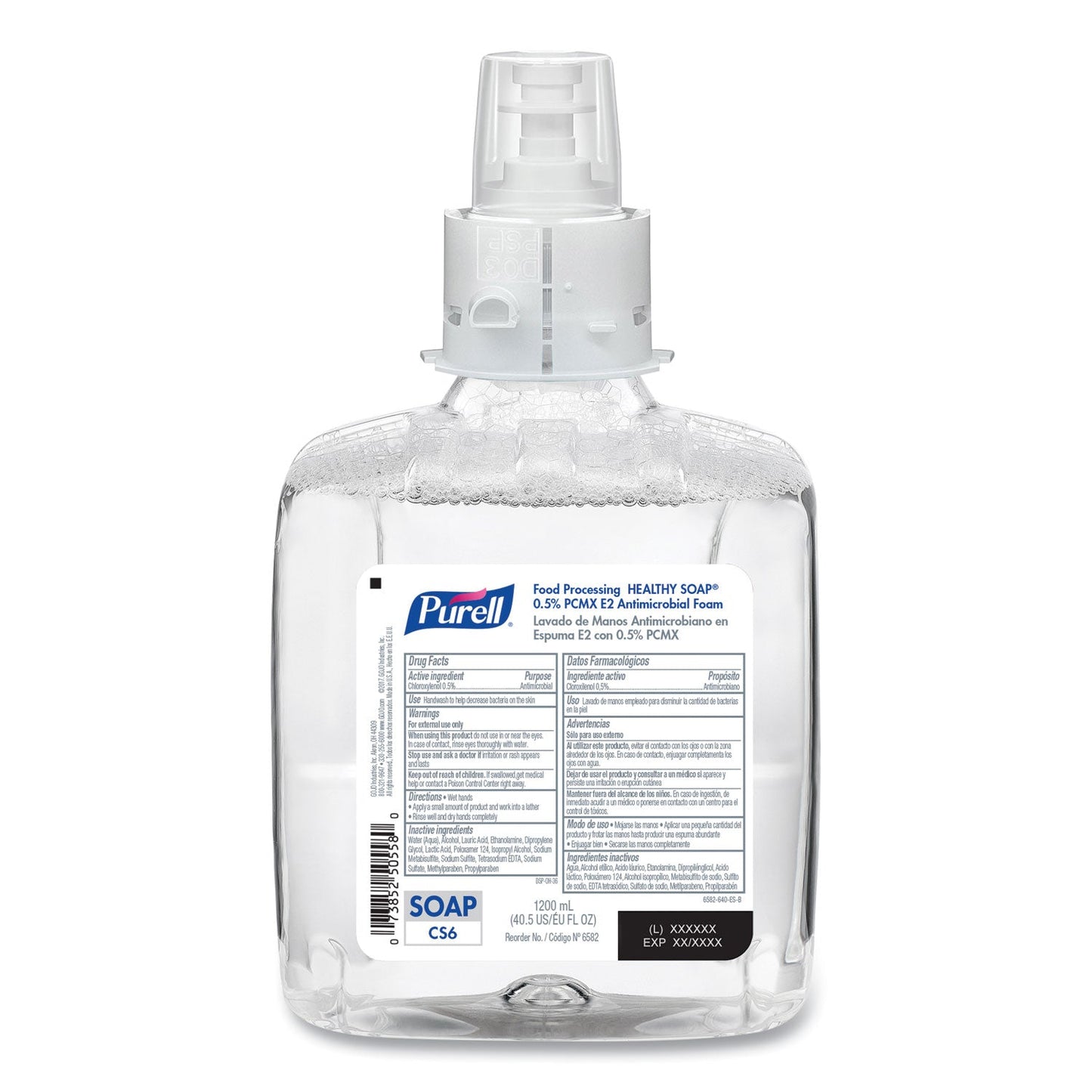PURELL HEALTHY SOAP 0.5% PCMX E2 Antimicrobial Foam, For CS6 Dispensers, Fragrance-Free, 1,200 mL, 2/Carton