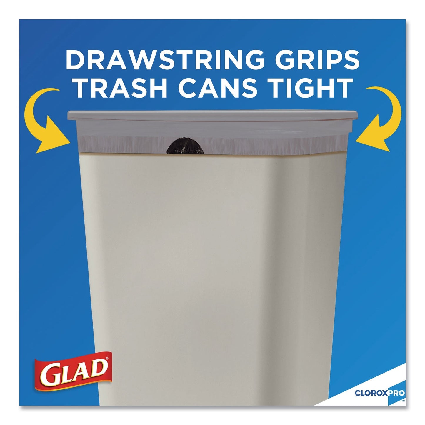 Glad ForceFlex Tall Kitchen Drawstring Trash Bags, 13 gal, 0.72 mil, 23.75" x 24.88", Gray, 100/Box