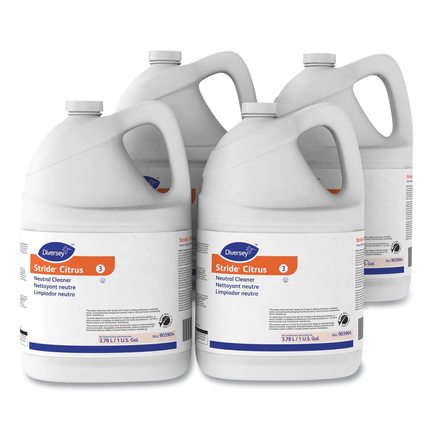 Diversey Stride Neutral Cleaner, Citrus, 1 gal, 4 Bottles/Carton