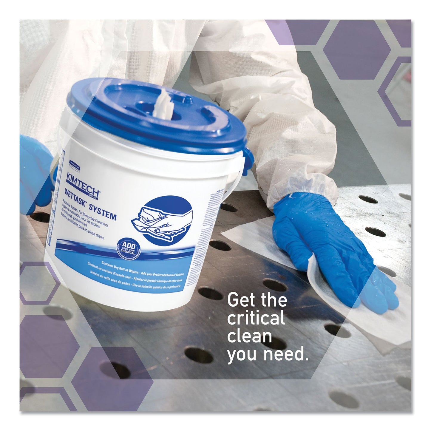 WypAll Power Clean Wipers for Disinfectants, Sanitizers and Solvents WetTask Customizable Wet Wiping System 250/Roll, 6 Roll/Carton
