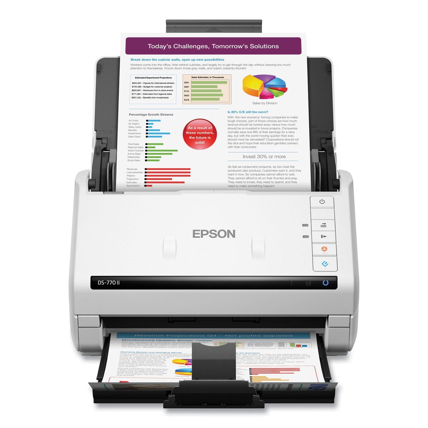 Epson DS-770 II Color Duplex Document Scanner, 600 dpi Optical Resolution, 100-Sheet Duplex Auto Document Feeder