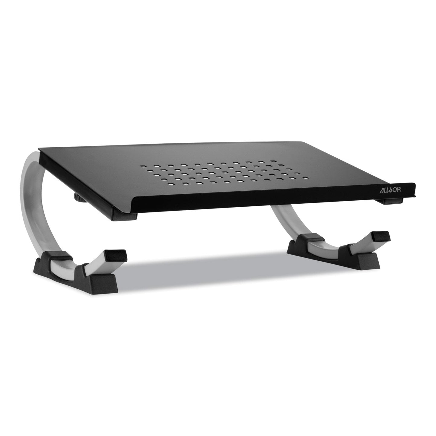 Allsop Redmond Adjustable Curve Notebook Stand, 15" x 11.5" x 6", Black/Silver, Supports 40 lbs