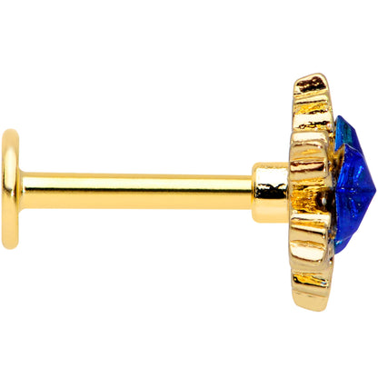 16G 5/16 Blue Gem Gold Tone Star Labret Monroe Tragus