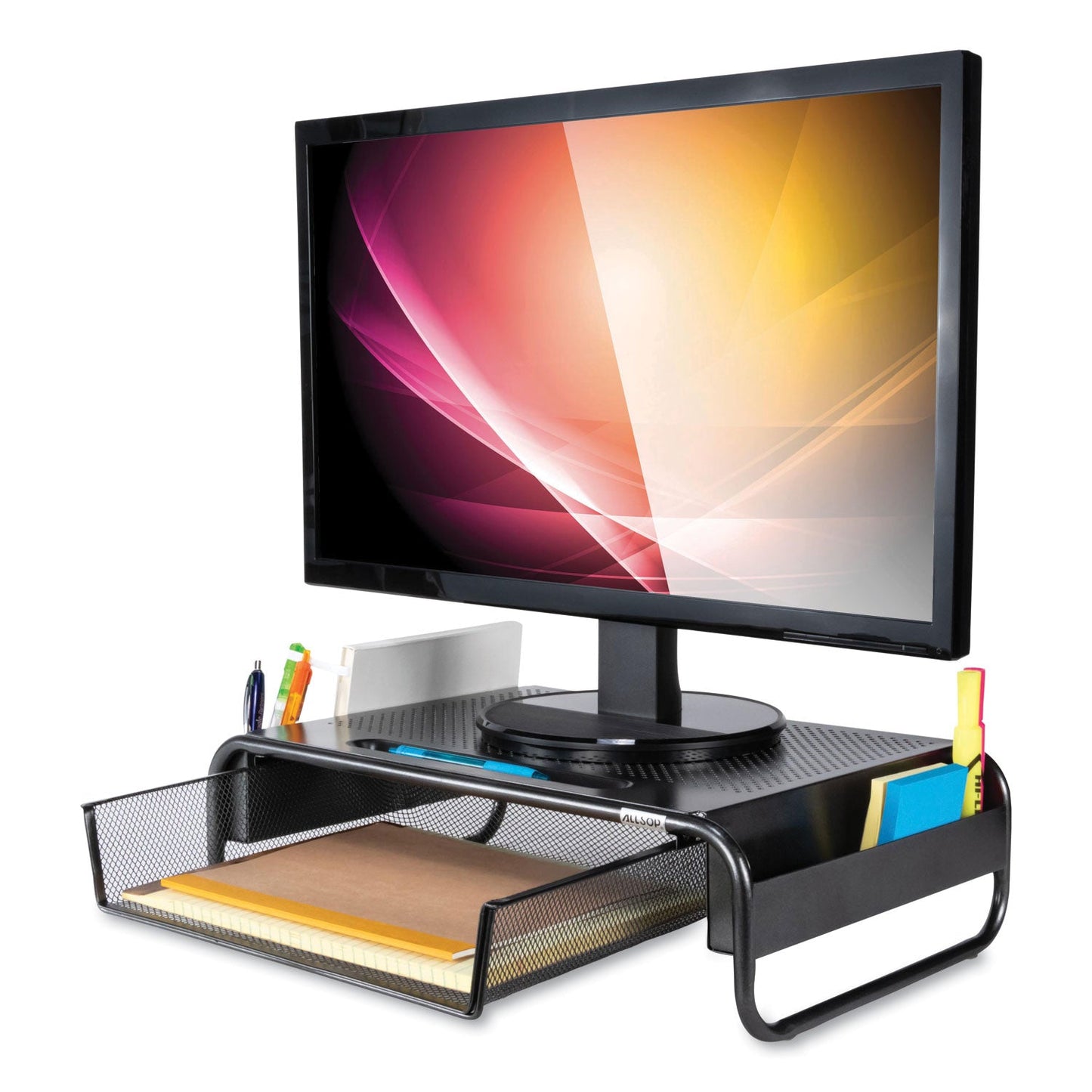 Allsop Metal Art Organizer 5 Monitor, 18" x 11.8" x 5.1", Black, Supports 30 lbs