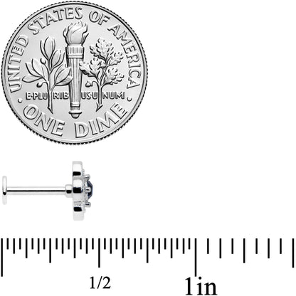 16G 5/16 Blue Gem Stylized Deco Cross Labret Monroe Tragus