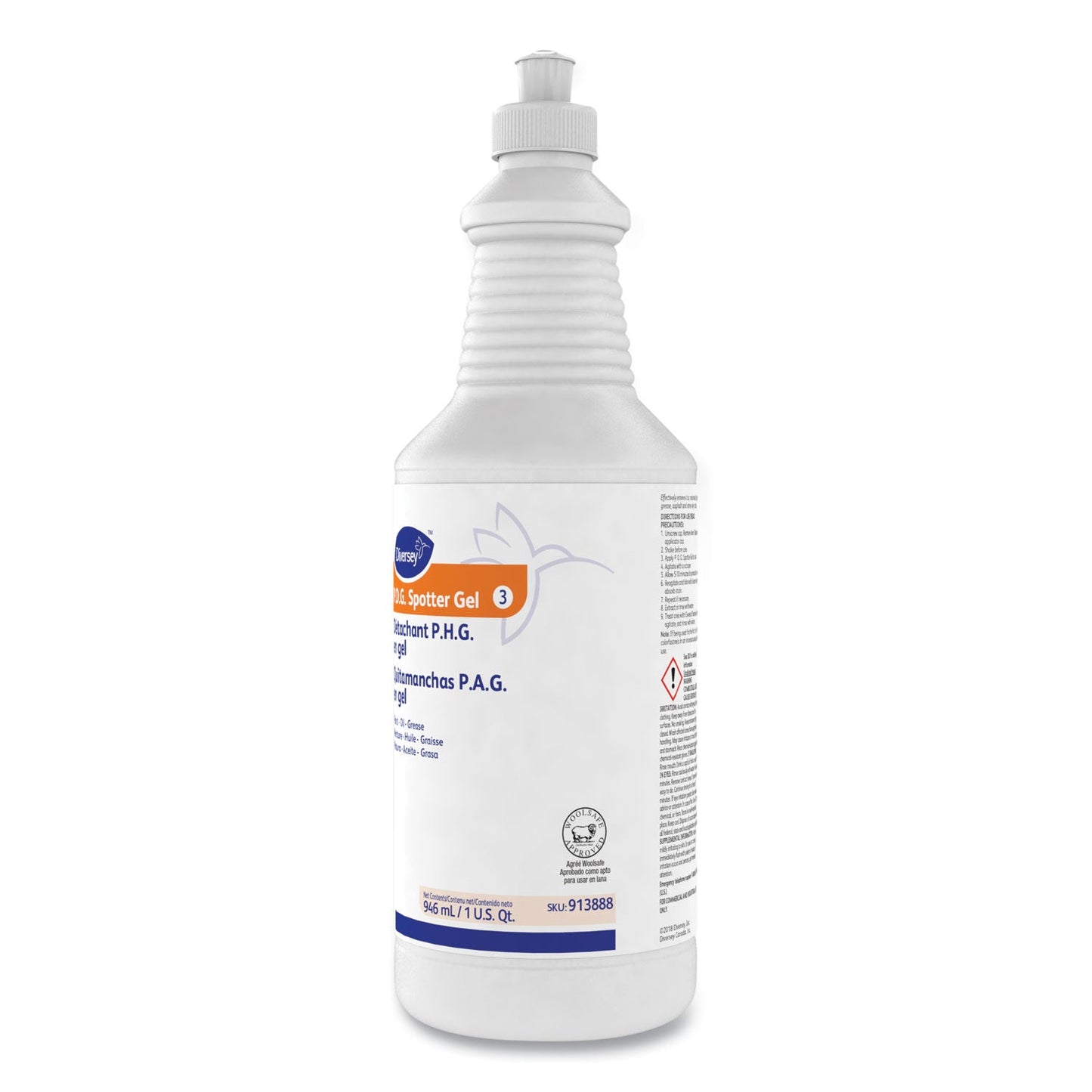 Diversey Paint, Oil and Grease Spotter Gel, Fruity Scent, 32 oz Squeeze Bottle, 6/Carton