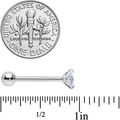 Aurora CZ Gem Round Top Barbell Tongue Ring