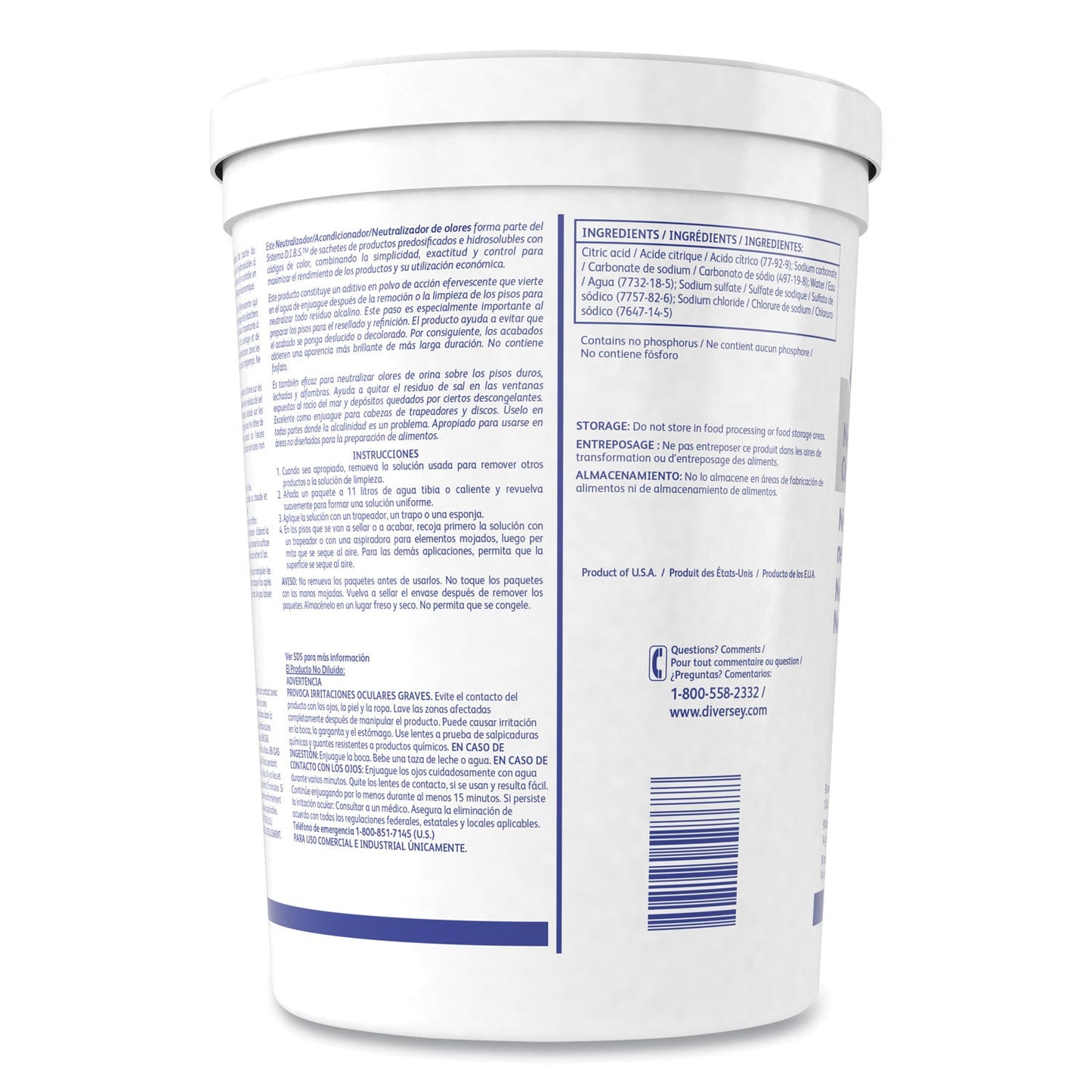 Diversey Floor Conditioner/Odor Counteractant, Powder, 0.5 oz Packet, 90/Tub, 2/Carton