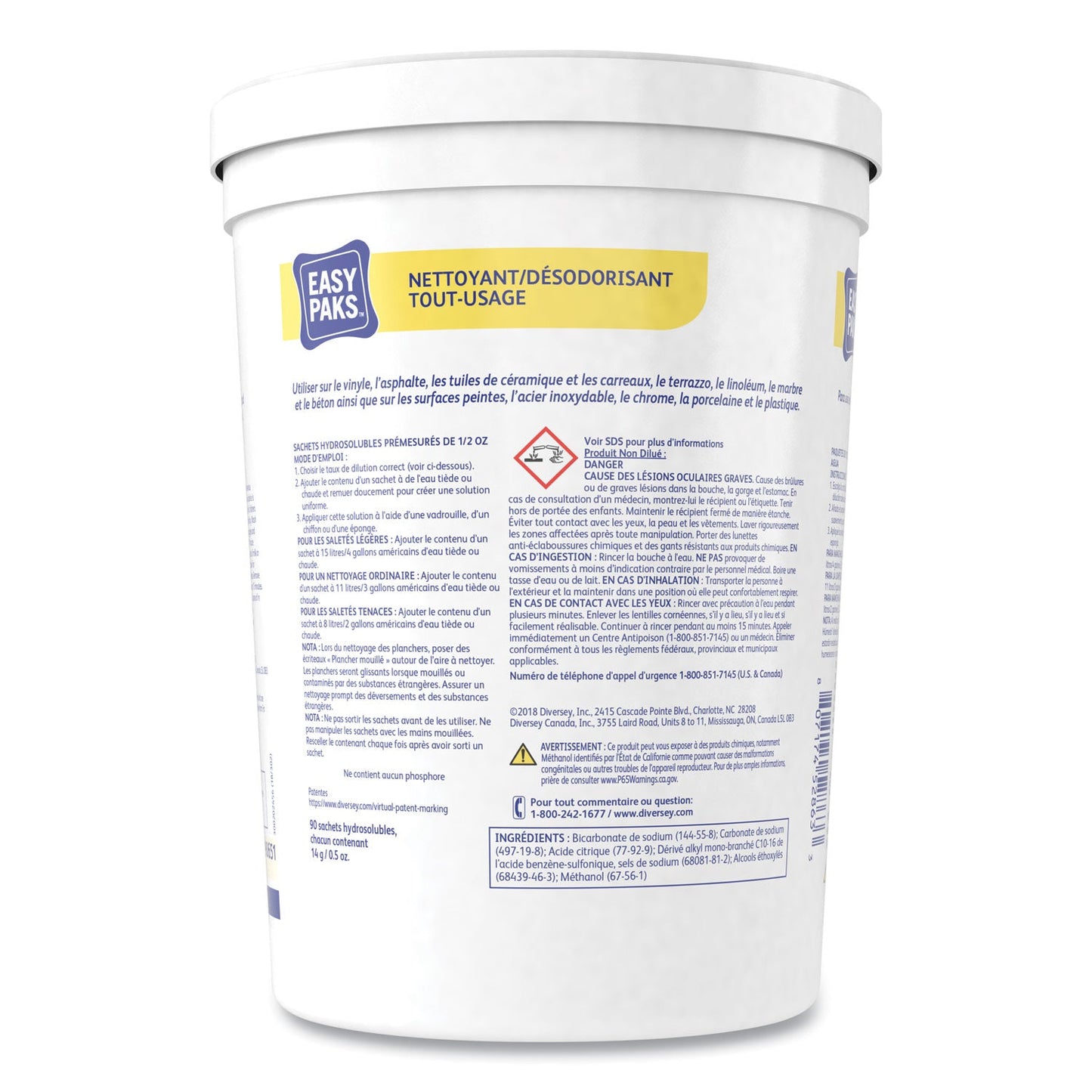 Easy Paks All-Purpose Cleaner/Deodorizer, 90 .5 oz Packets/Tub, 2 Tubs/Carton