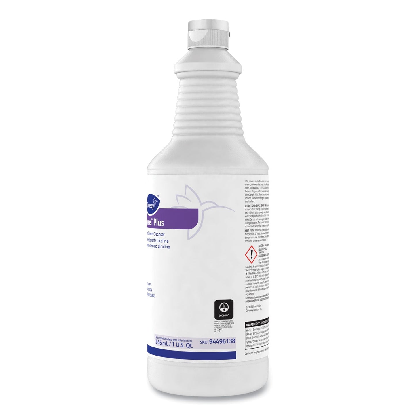 Diversey Emerel Plus Cream Cleanser, Odorless, 32 oz Squeeze Bottle, 12/Carton