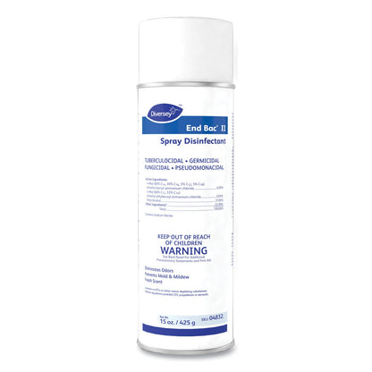 Diversey End Bac II Spray Disinfectant, Fresh Scent, 15 oz Aerosol Spray, 12/Carton
