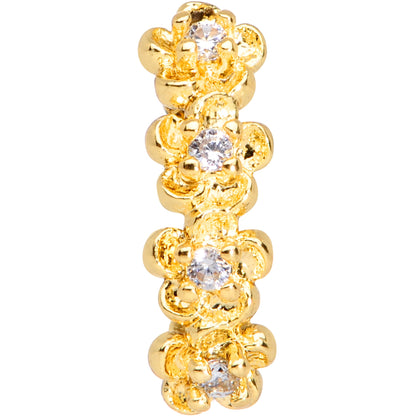 20G 5/16 Clear CZ Gem Gold Tone Flowers Nose Hoop