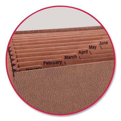 Smead TUFF Expanding Open-Top Stadium File, 12 Sections, 1/12-Cut Tabs, Legal Size, Redrope