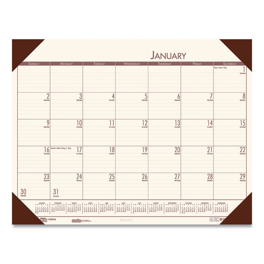 House of Doolittle EcoTones Recycled Monthly Desk Pad Calendar, 22 x 17, Moonlight Cream Sheets, Brown Corners, 12-Month (Jan to Dec): 2023