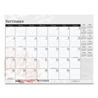 House of Doolittle Recycled Desk Pad Calendar, Wild Flowers Artwork, 18.5 x 13, White Sheets, Black Binding/Corners,12-Month (Jan-Dec): 2023