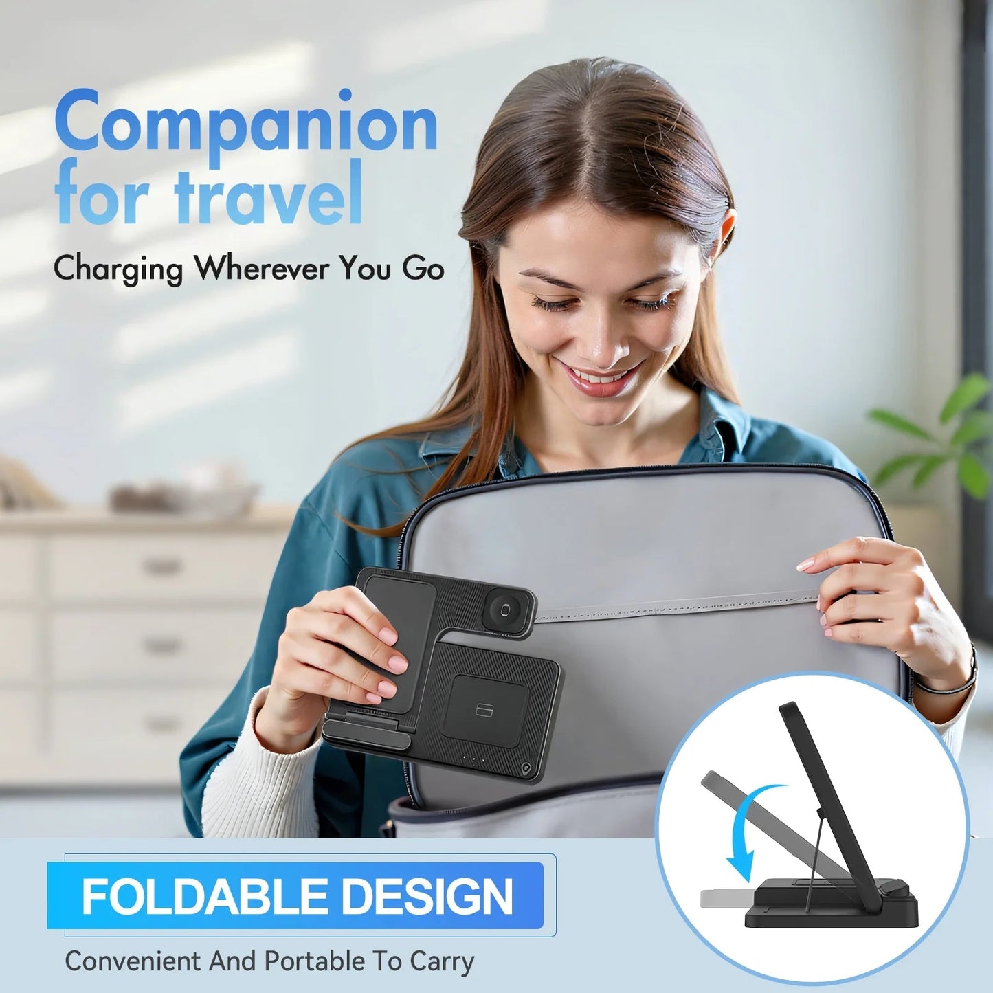Ultimate Wireless Charging Station - Magnetic Charger for iPhone 17-11, Apple Watch Series 9-3, and AirPods Pro/2/3 - Sleek Black Design, No Adapter Needed!