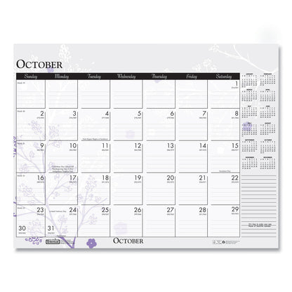 House of Doolittle Recycled Desk Pad Calendar, Wild Flowers Artwork, 22 x 17, White Sheets, Black Binding/Corners,12-Month (Jan-Dec): 2023