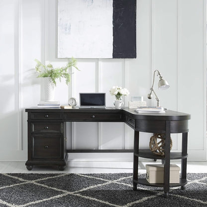 Contemporary L Shaped Desk USB Charging Drawer