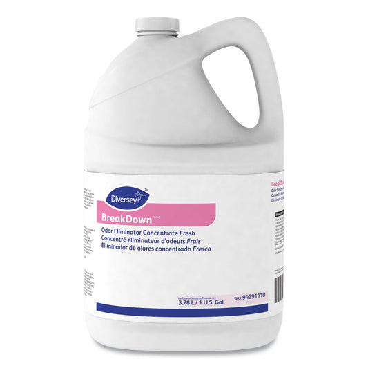 Diversey Breakdown Odor Eliminator, Fresh Scent, Liquid, 1 gal Bottle