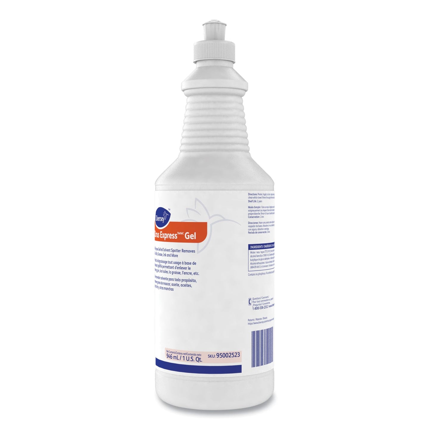 Diversey Citrus Express Gel Spotter, Citrus Scent, 32 oz Squeeze Bottle, 6/Carton