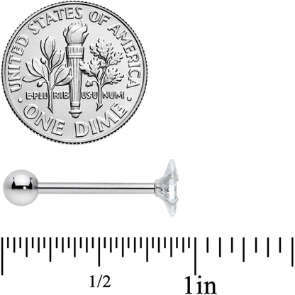 Clear CZ Gem Oval Top Barbell Tongue Ring