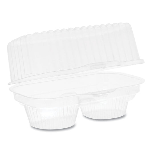 Pactiv Evergreen ClearView Bakery Cupcake Container, 2-Compartment, 6.75 x 4 x 4, Clear, Plastic, 100/Carton