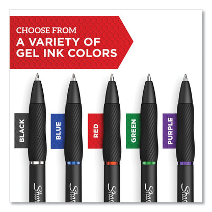 Sharpie S-Gel High-Performance Gel Pen, Retractable, Medium 0.7 mm, Black Ink, Black Barrel, Dozen