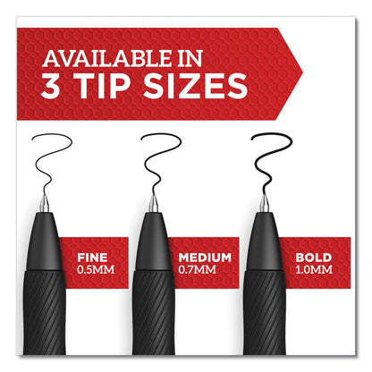 Sharpie S-Gel High-Performance Gel Pen, Retractable, Medium 0.7 mm, Black Ink, Black Barrel, Dozen