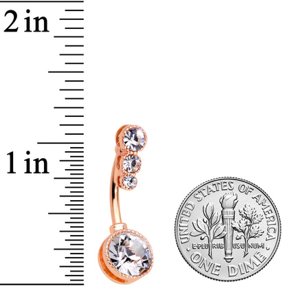 Clear CZ Gem Rose Gold Tone Elegance Belly Ring Set of 3
