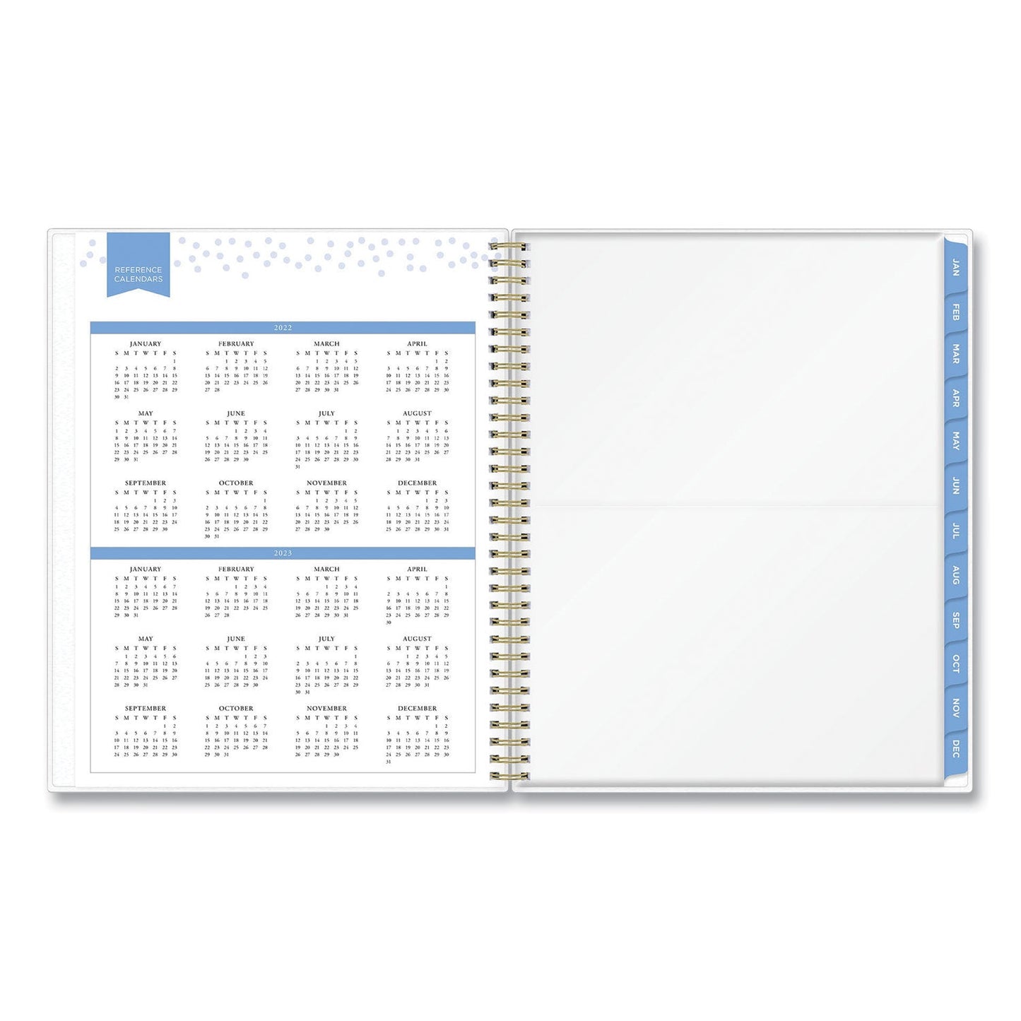 Blue Sky Day Designer Tile Weekly/Monthly Planner, Tile Artwork, 11 x 8.5, Blue/White Cover, 12-Month (Jan to Dec): 2023