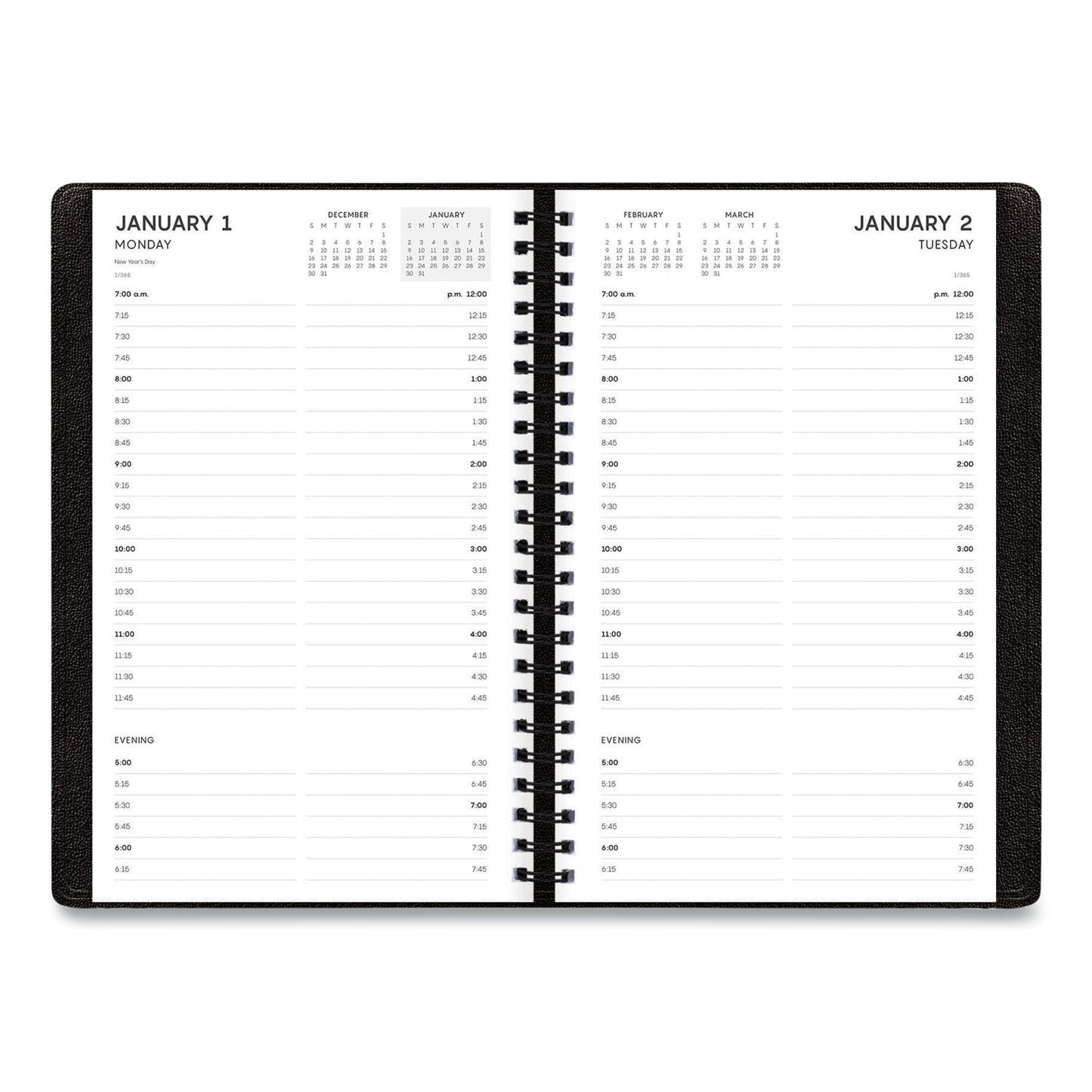 Blue Sky Aligned Daily Appointment Planner, 8 x 5, Black Cover, 12-Month (Jan to Dec): 2023