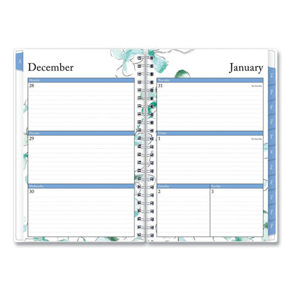 Blue Sky Lindley Weekly/Monthly Planner, Lindley Floral Artwork, 8 x 5, White/Blue/Green Cover, 12-Month (Jan to Dec): 2023