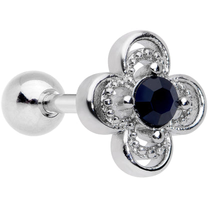 16G 1/4 Blue Gem Stylized Deco Cross Cartilage Tragus Earring