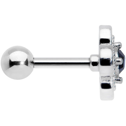 16G 1/4 Blue Gem Stylized Deco Cross Cartilage Tragus Earring