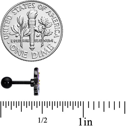 16G 1/4 Black Skull Purple Witch Hat Halloween Cartilage Tragus
