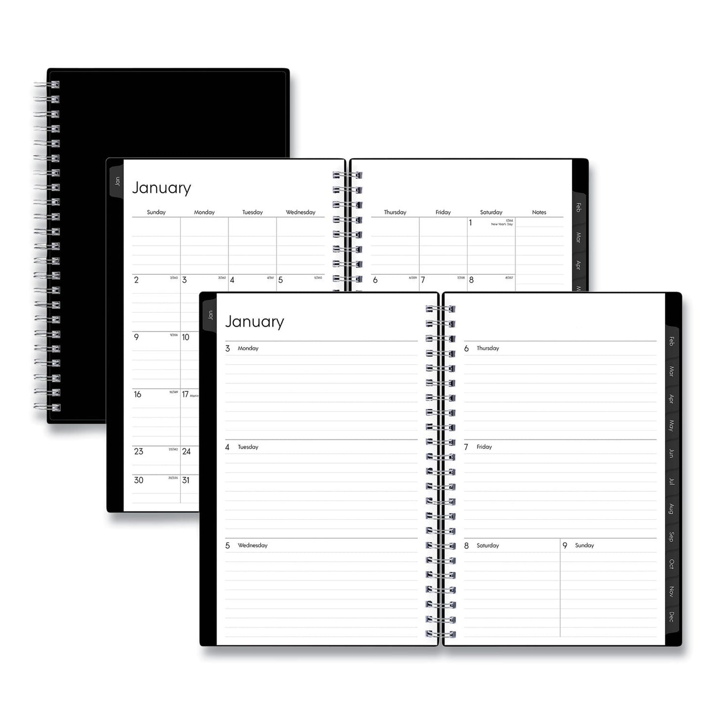 Blue Sky Enterprise Weekly/Monthly Planner, Enterprise Formatting, 8 x 5, Black Cover, 12-Month (Jan to Dec): 2023